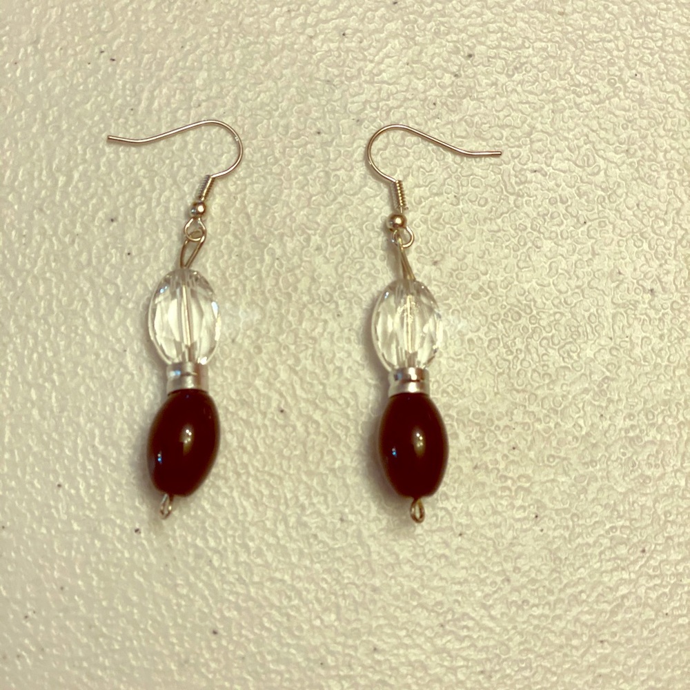 Crystal Crystal Silver Band Drop Earrings